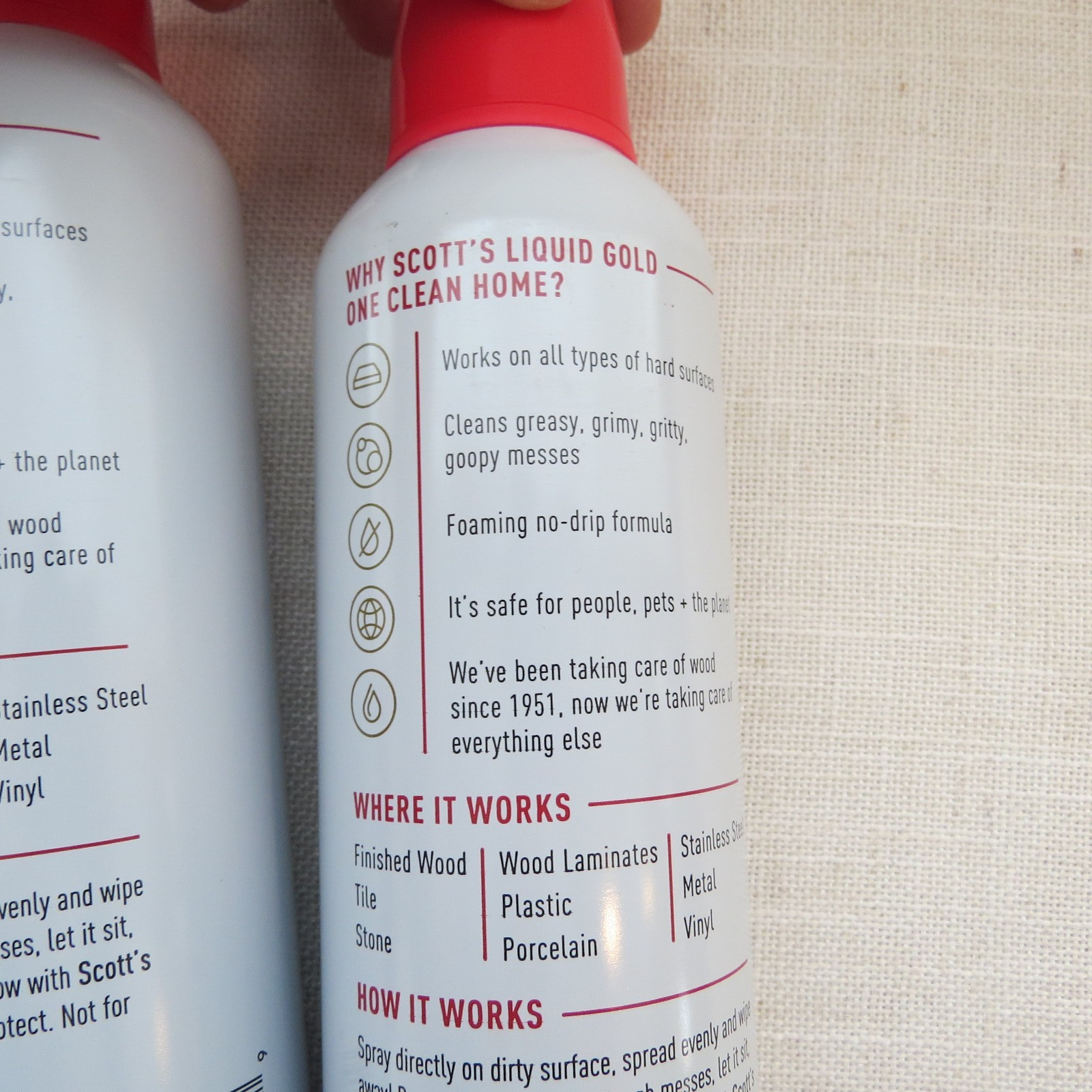 NEW (2) Scott’s Liquid Gold ONE Clean Home Multi Surface Foaming Cleaner 12 Oz