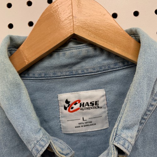 Chase Authentics Miller Light Nascar Rusty Wallace Demin Button Down Size Large - Picture 12 of 24