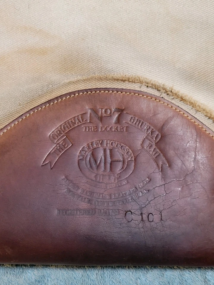 Ghurka No. 7 Карман кожи холст молнии мешок желтовато-коричневый подержанный - Изображение 2 из 4