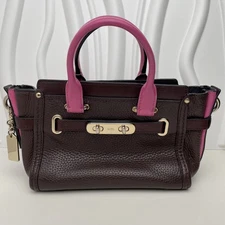 Coach Swagger Oxblood Satchel/Crossbody w/Turnlock Detail & Zip Close