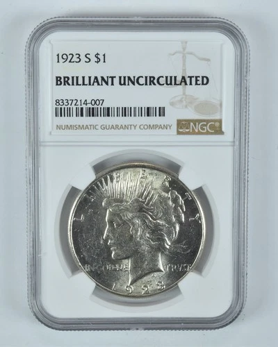 1923-S Peace Silver Dollar BU NGC Brown Label *4252