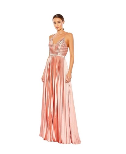 Mac Duggal 49039 Rose Gold Pleated Gown Size 16 $298