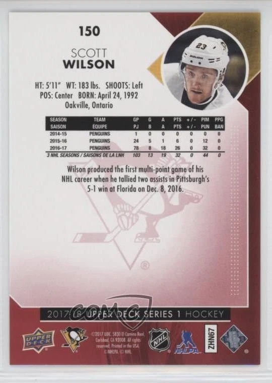 2017-18 Upper Deck Exclusives /100 Scott Wilson #150 - Image 2 of 2