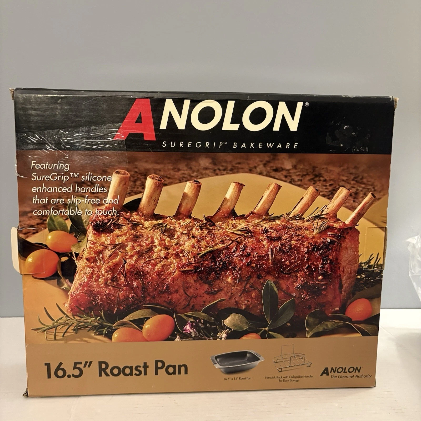 Anolon Suregrip 16.5 Anodized Nonstick Roast Pan with Rack..NEW