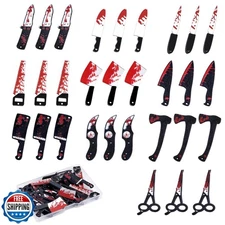 NQEUEPN 30pcs Fake Bloody Knife Charms, 10 Styles Horror Halloween Charms Min