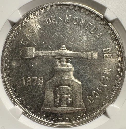 1978 Mexico 1 Onza Silver NGC MS 61 Key Date!