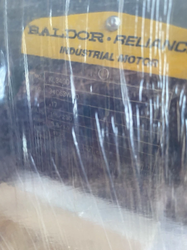 BALDOR KL3400 1/6HP, 1725 RPM, 115/230V, 56C, Single-Phase Motor - NEW IN BOX - Image 4 of 4