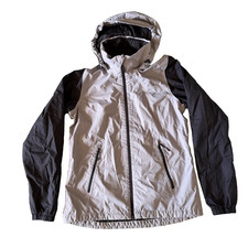 The North Face Resolve Jacket Women Sz M Dryvent Rain Hooded Full Zip Gray Black