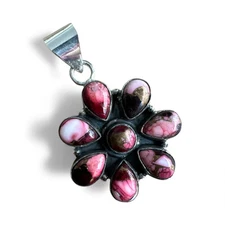 FLOWER Kingman Red Rose Dahlia Solid 925 Sterling Silver Pendant