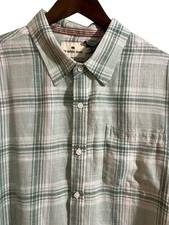The Normal Brand Mens XL Skipper Button Green Plaid Lightweight  Shirt New