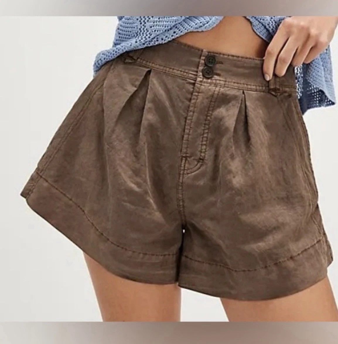 Free People Marina Tailored Trouser Shorts Brown Size 0 New* BP1530