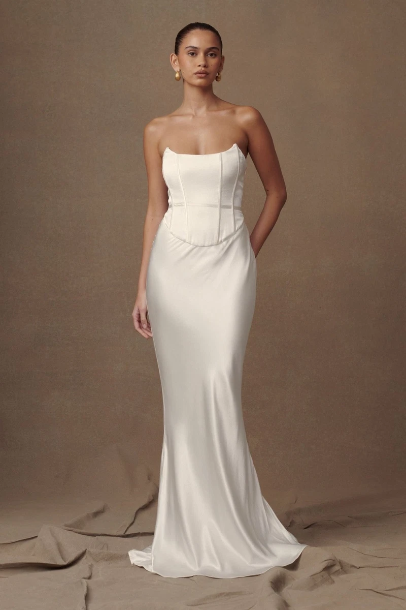 silk wedding dresses ebay Simple Elegant Wedding Dresses Silk Taffeta Ball Gown Strapless Bride Zipper