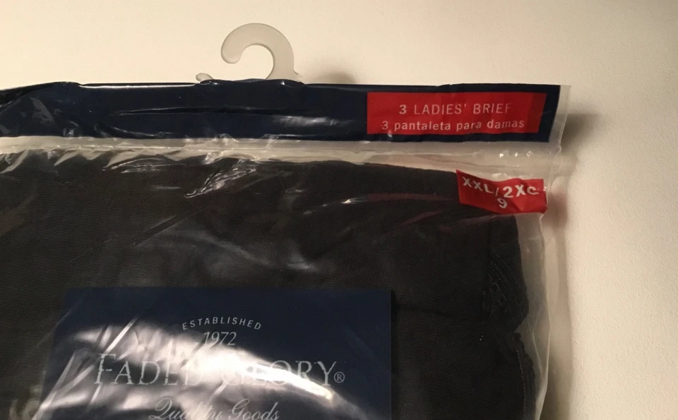 Package Of 3 Faded Glory Ladies Black Colored Cotton Briefs - Image 2 of 4