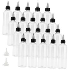 20 Pack 4oz Clear Dispensing Bottles, Plastic Squeeze Bottles with Twist Top
