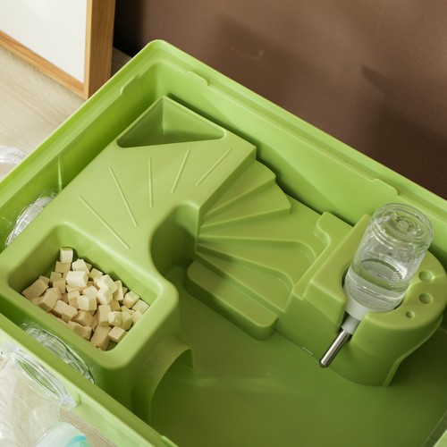 PawHut 3-Tier Hamster Cage, Hamster Habitat with Accessories, Green - Picture 9 of 11