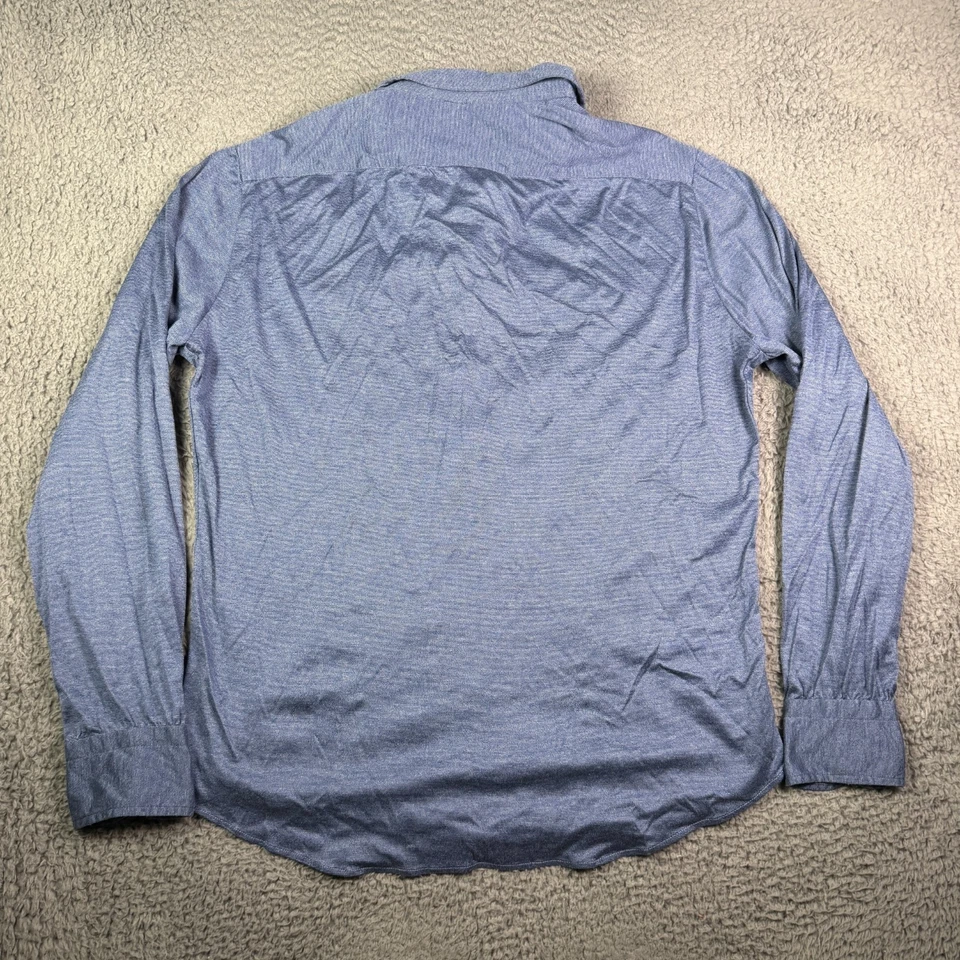 Camisa Cesare Attolini Napoli Para Hombre 17.5/44 Azul Rayas Jersey Algodón Elástico Foto 4 de 4