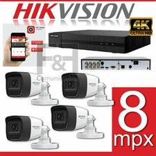 KIT VIDEOSORVEGLIANZA HIKVISION 4K 8 MPX ULTRAHD 4 TELECAMERE DVR 8 CANALI APP