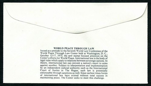 USA, SCOTT # 1576, FLEETWOOD FDC COVER WORLD PEACE THROUGH LAW, STATUE JUSTICE - Picture 2 of 2