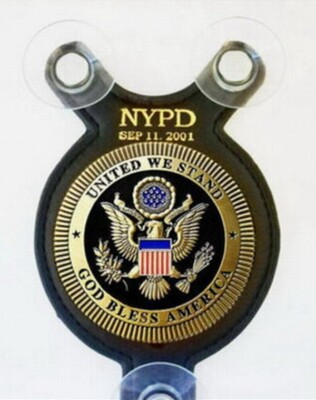 United We Stand,  God Bless America, Salute to NYPD Fallen Heroes Car shield
