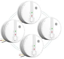 Putogesafe Smoke Detector, Hardwired Smoke Alarm Set 4 Pack
