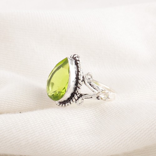 Peridot Gemstone 925 Sterling Silver Ring Handmade Jewelry Ring Gift For Love - Picture 2 of 3