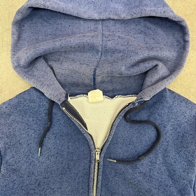 Vintage Akom Zip Up Hoodie Men's Small Blue Thermal Lined 70s 80s
