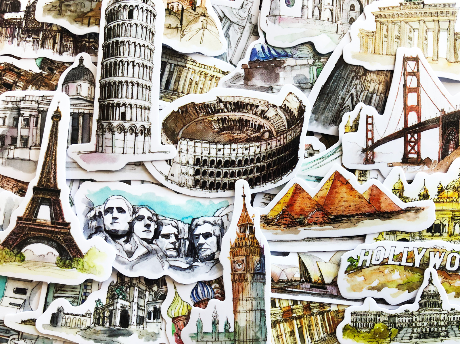 42 World Travel Famous Places Architecture Stickers For Hydr