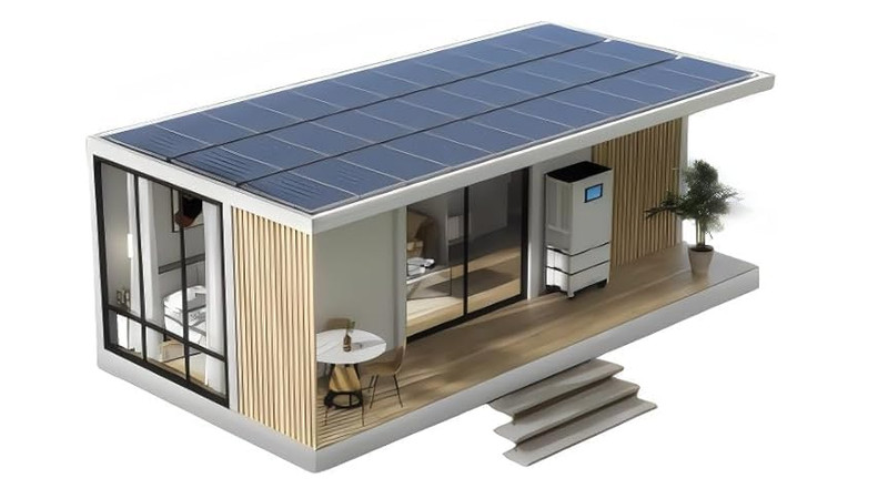 Solar Prefab Tiny Home: Portable Modular House with Bathroom and Kitchen,