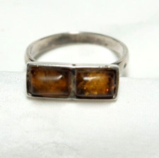 VINTAGE CLASSIC STERLING SILVER BALTIC AMBER RING SIZE 5