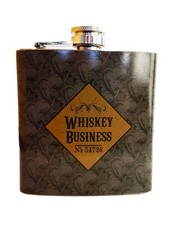 HIP FLASK Cool 1920's Print Design 6oz Capacity Screw Flip Cap Gift Boxed
