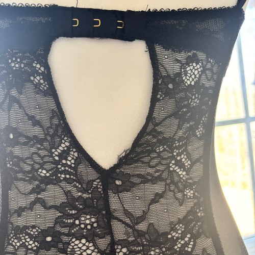 Vintage Victoria's Secret One Piece Bodysuit Lingerie With Garter Black Size 34D - Picture 9 of 11
