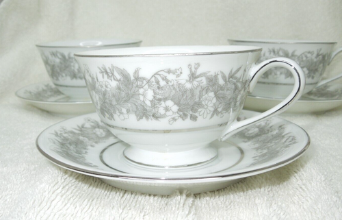 Vintage Sango China in the Florentine Pattern Lot of 4 Cups & 4 Saucers Nice! - Picture 3 of 14
