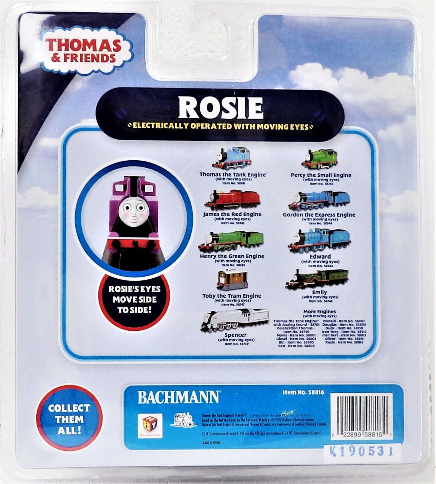 Bachmann 58819, Thomas & Friends™ HO Scale Rosie Engine #37 With Moving  Eyes, Red