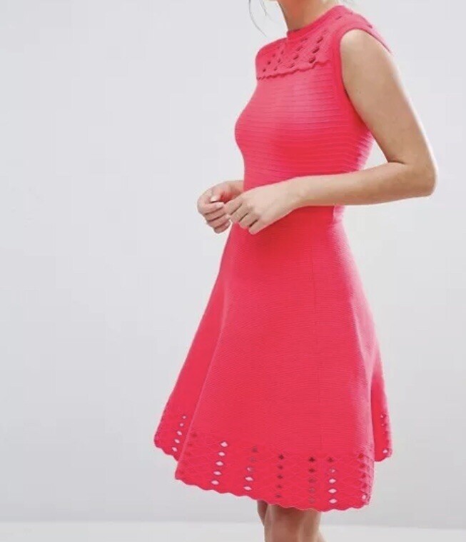 Ted Baker Zaralie Jacquard Panel Skater Dress 3(US 8) Retail