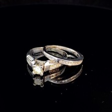 14kt White Gold Princess Diamond Wedding Set .56 CTW sz 7 MI1064747 