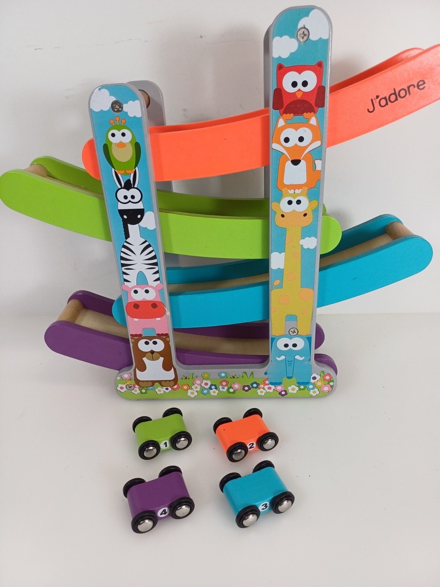 J'adore Car Track Toy Wooden Toddler Ramp Toys for Toddlers With