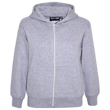 Kids Girls Unisex Plain Fleece Grey Hoodie Zip Up Style Zipper Age 2-13 Years