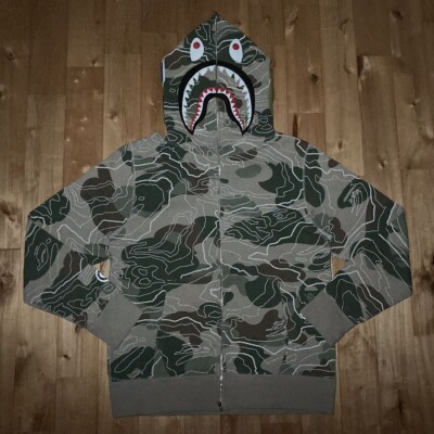BAPE LAYERED LINE CAMO shark full zip hoodie A Bathing Ape Size M