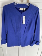 NWT CHICO'S Sz 1 M ALICIA TEXTURE L/S JACKET MYSTERIOUS BLUE SI47