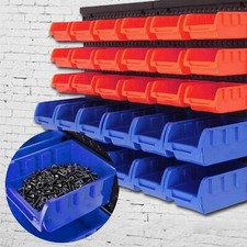 32 PC WALL MOUNTED GARAGE STORAGE BIN WORKSHOP ORGANISER RACK DIY TOOL BOXES