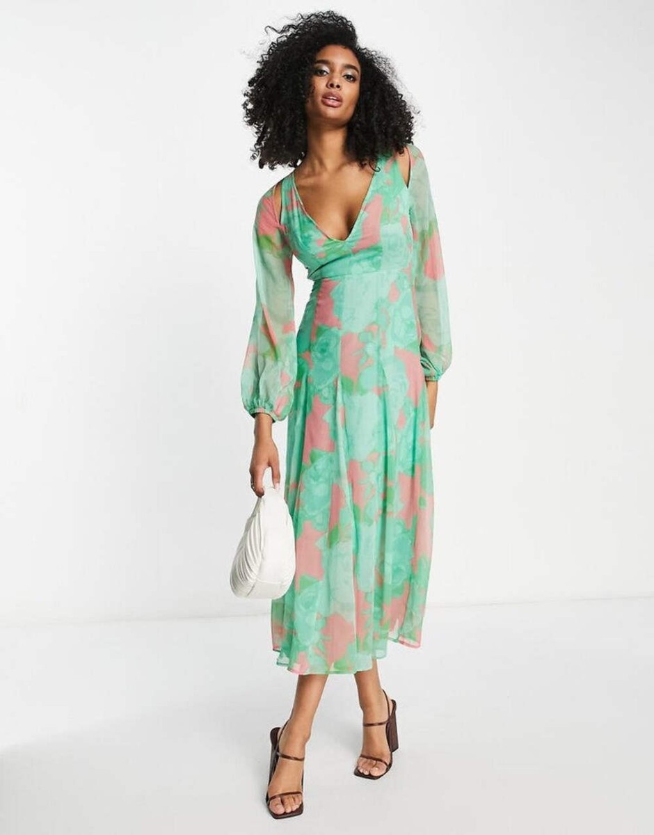 asos green backless dress DESIGN Womens Longsleeve Cutout Maxi RRP £50 Dresses graduation