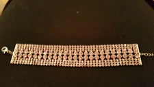 Brand New: Multi Band Pink Crystal Bracelet 8" Extends To 10" 