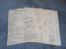 1974 PLYMOUTH PONTIAC 6 V8 FACTORY TUNE UP SPECIFICS SPEC MANUAL SHEETS SET