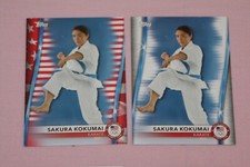 SAKURA KOKUMAI (2) 2021 TOPPS U.S. OLYMPICS FLAG 059/299 & BASE #12 KARATE