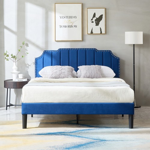 VECELO Bed Frame Twin/Full/Queen Size Wooden Slats Support Adjustable Headboard - Picture 53 of 60