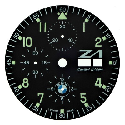Fortis Dial for Valjoux ETA 7750,  Black, 35.2mm,  ''BMW Z1''