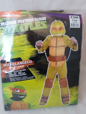 NEW Nickelodeon TEENAGE MUTANT NINJA TURTLES Michealangelo kid Costume Lrg 12-14