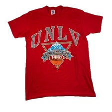 Vtg 90s Logo 7 UNLV T Shirt M Runnin Rebels 1990 Basketball NCAA Final Four Red