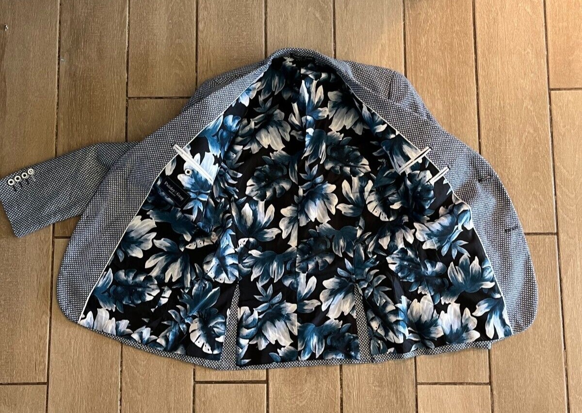 PAISLEY & GRAY Blue/White Skinny Fit 38S Suit Coat Style