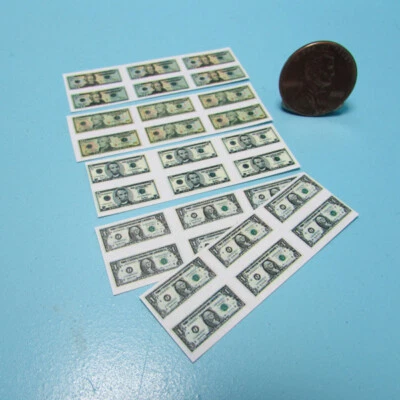 HUDSON RIVER Dollhouse Miniature Replica Paper Money $1 $5 $10 and $20 30 Bills Total HR56016